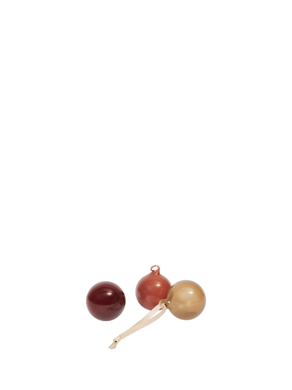 ferm LIVING Glass Baubles Small – Set of 3 – Roseate Opaque