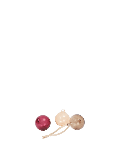 ferm LIVING Glass Baubles Small – Set of 3 – Roseate Translucent