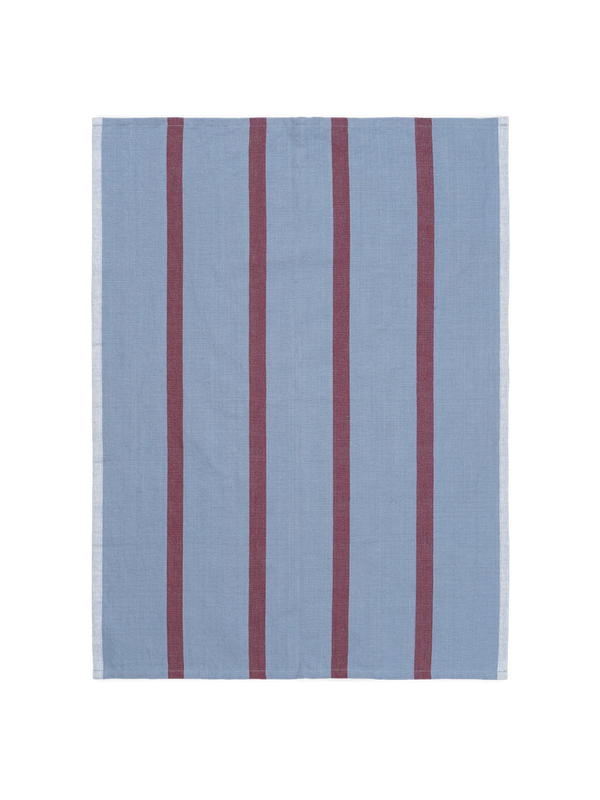 ferm LIVING Hale Tea Towel – Faded Blue / Burgundy