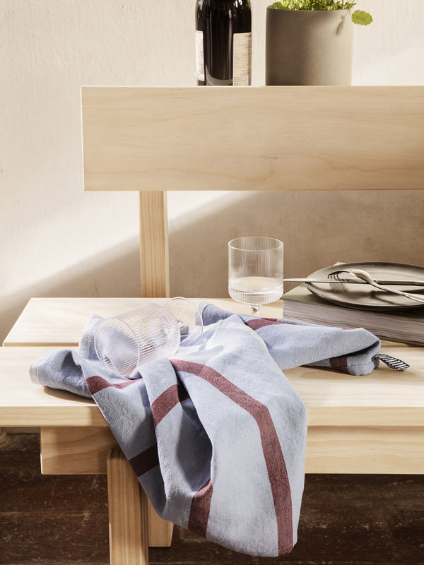 ferm LIVING Hale Tea Towel – Faded Blue / Burgundy
