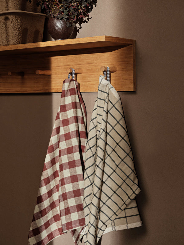 ferm LIVING Hale Tea Towel – Cinnamon / Grey Green