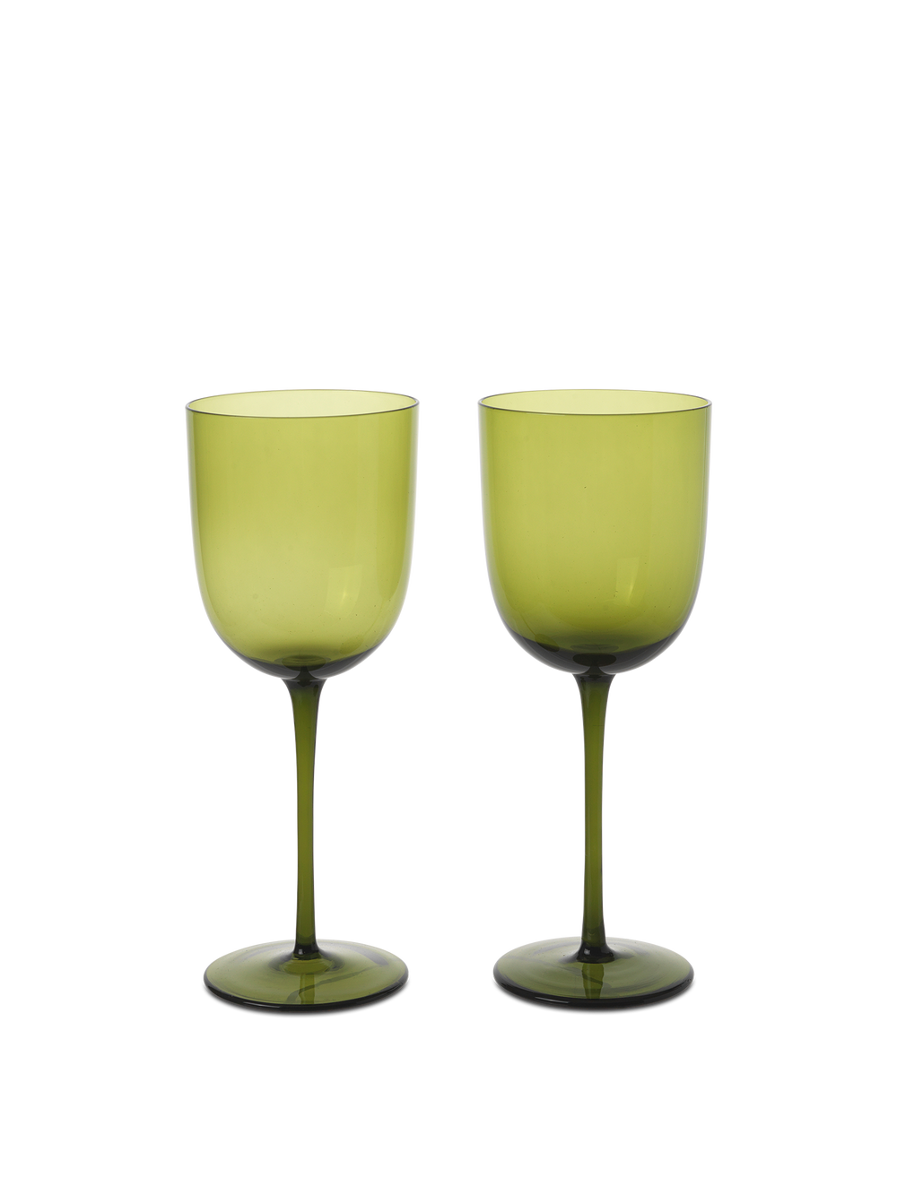 ferm LIVING Host White Wine Glasses – Set of 2 – Moss Green
