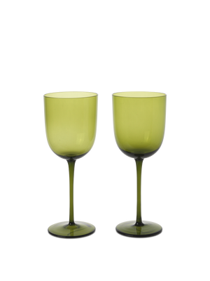 ferm LIVING Host White Wine Glasses – Set of 2 – Moss Green