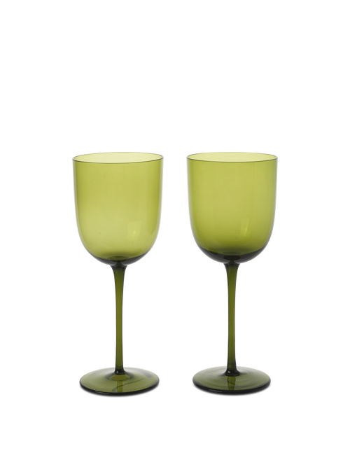 ferm LIVING Host White Wine Glasses – Set of 2 – Moss Green
