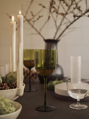 ferm LIVING Host White Wine Glasses – Set of 2 – Moss Green