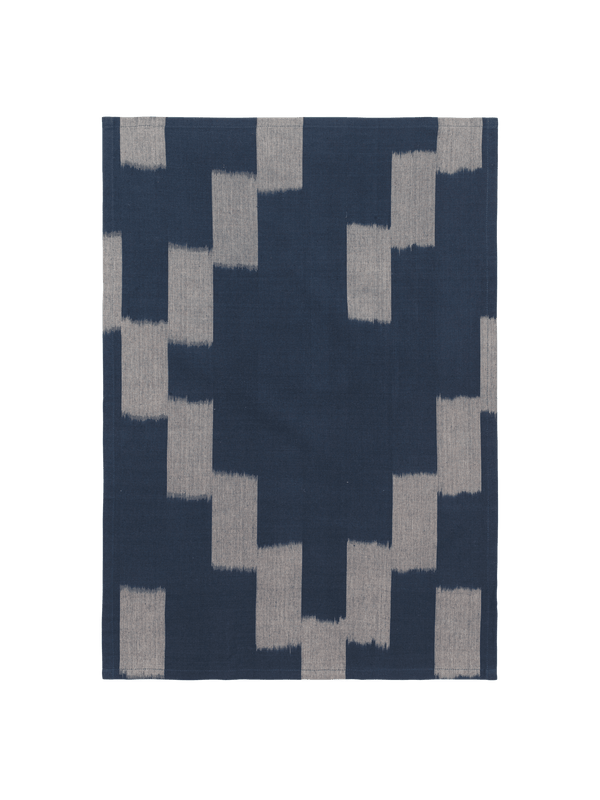 ferm LIVING Ikat Tea Towel – Ink Blue / Parchment