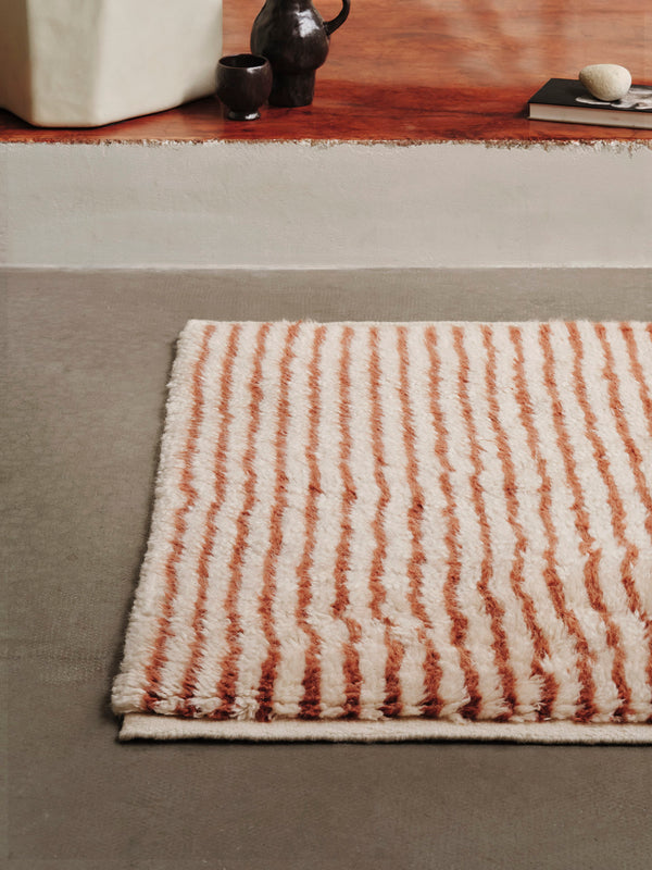 ferm LIVING Kami Knotted Rug 80 x 120 cm – Off-white / Red Brown