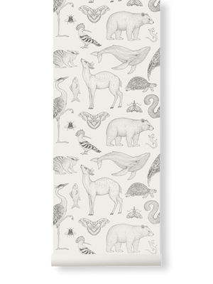 ferm LIVING Katie Scott Wallpaper – Animals – Off-white