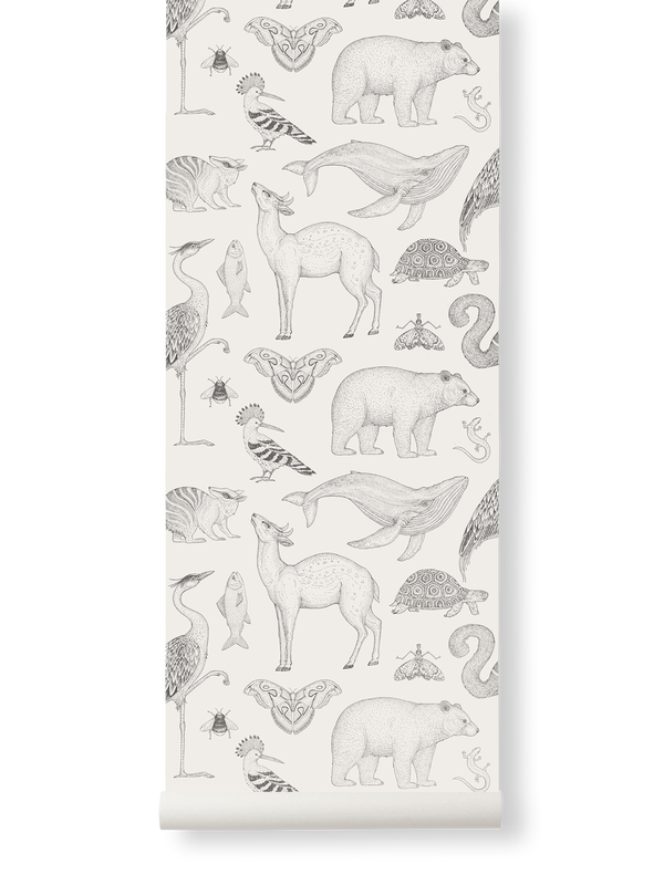 ferm LIVING Katie Scott Wallpaper – Animals – Off-white