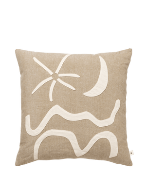 ferm LIVING Kove Appliqué Cushion – Tan