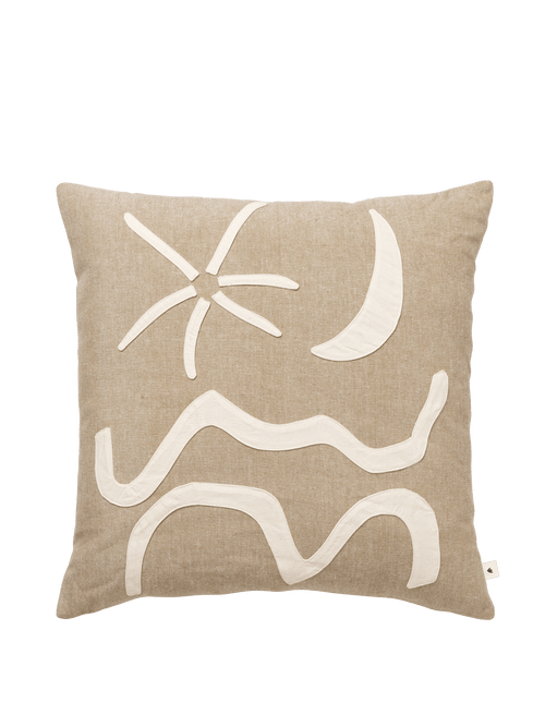 ferm LIVING Kove Appliqué Cushion – Tan