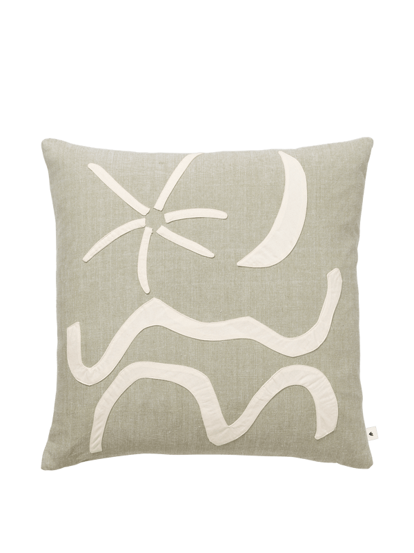 ferm LIVING Kove Appliqué Cushion – Elm Green