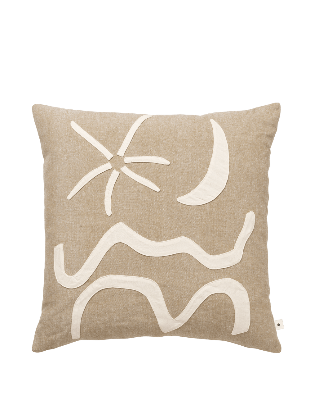 ferm LIVING Kove Appliqué Cushion Cover – Tan