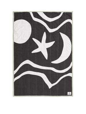 ferm LIVING Kove Appliqué Quilted Blanket – Charcoal / Elm Green