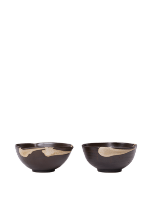 ferm LIVING Koyo Bowls Ø11.5 cm – Set of 2 – Dark Brown / Buff