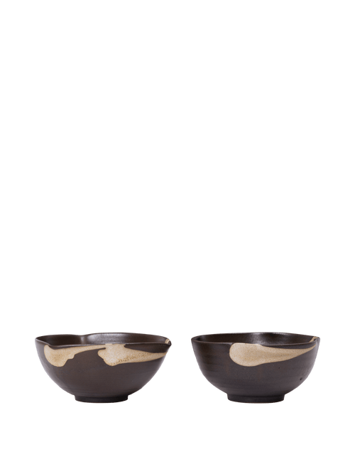 ferm LIVING Koyo Bowls Ø11.5 cm – Set of 2 – Dark Brown / Buff