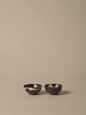 ferm LIVING Koyo Bowls Ø11.5 cm – Set of 2 – Dark Brown / Buff