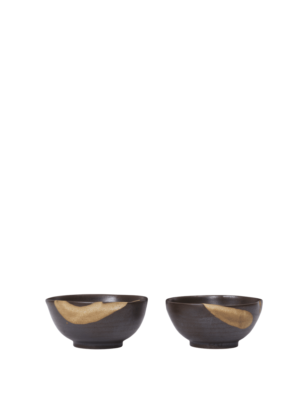ferm LIVING Koyo Bowls Ø8.5 cm – Set of 2 – Dark Brown / Buff