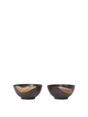 ferm LIVING Koyo Bowls Ø8.5 cm – Set of 2 – Dark Brown / Buff