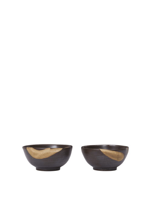 ferm LIVING Koyo Bowls Ø8.5 cm – Set of 2 – Dark Brown / Buff