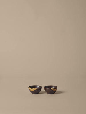 ferm LIVING Koyo Bowls Ø8.5 cm – Set of 2 – Dark Brown / Buff