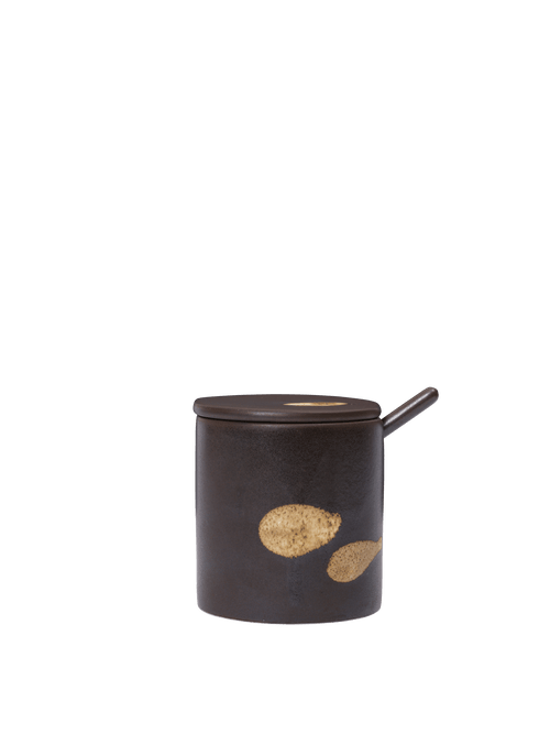 ferm LIVING Koyo Jar with Spoon – Dark Brown / Buff