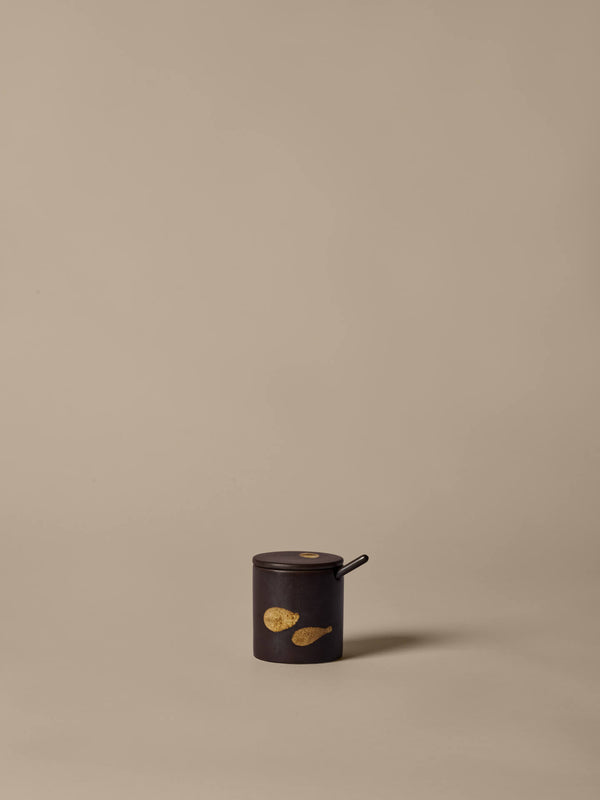 ferm LIVING Koyo Jar with Spoon – Dark Brown / Buff
