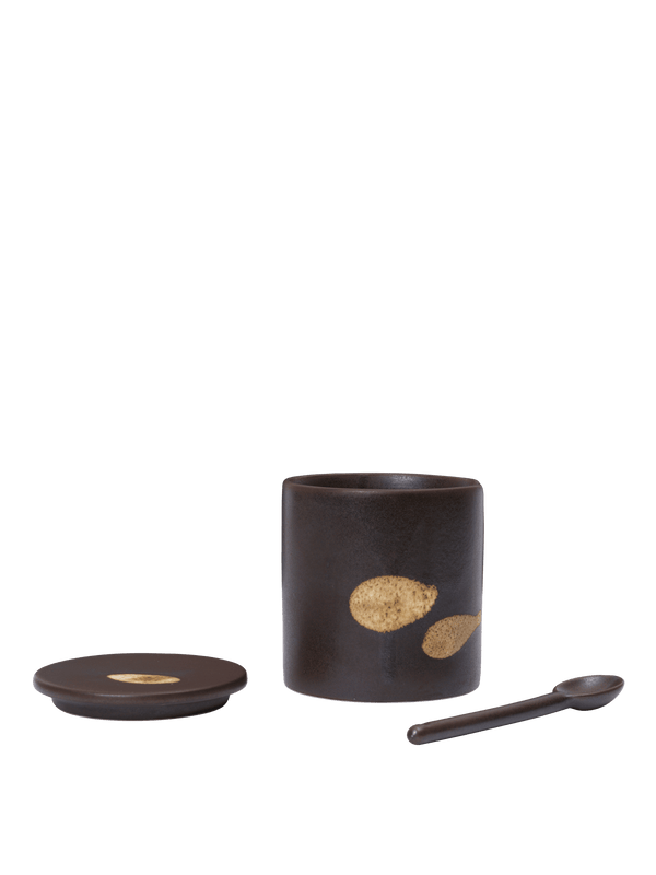 ferm LIVING Koyo Jar with Spoon – Dark Brown / Buff