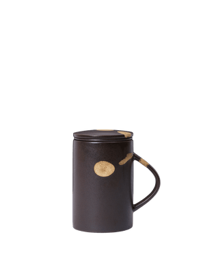 ferm LIVING Koyo Tea Mug with Infuser Set – Dark Brown / Buff
