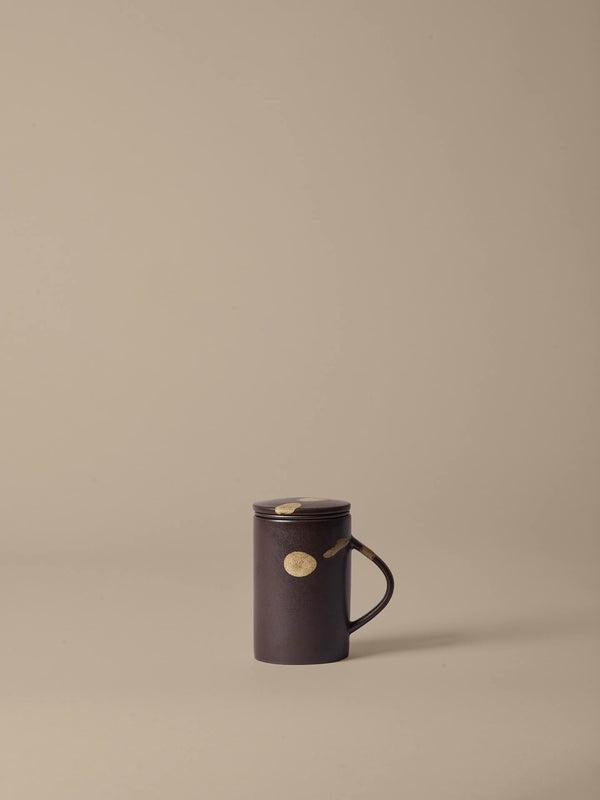 ferm LIVING Koyo Tea Mug with Infuser Set – Dark Brown / Buff