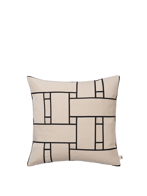 ferm LIVING Lattice Offset Cushion – Off-White / Black