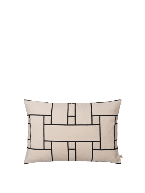 ferm LIVING Lattice Offset Cushion Rectangular – Off-White / Black