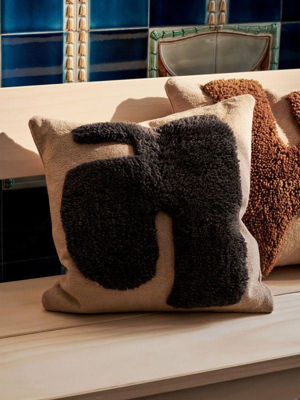 ferm LIVING Lay Cushion – Sand / Dark Brown