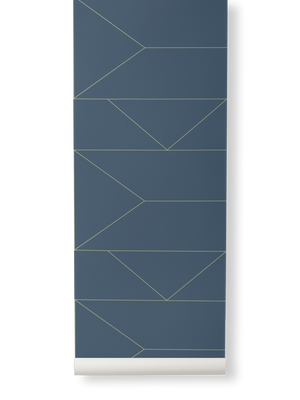 ferm LIVING Lines Wallpaper – Dark Blue