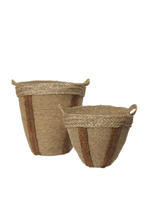 ferm LIVING Mar Woven Baskets – Set of 2 – Natural / Red Brown
