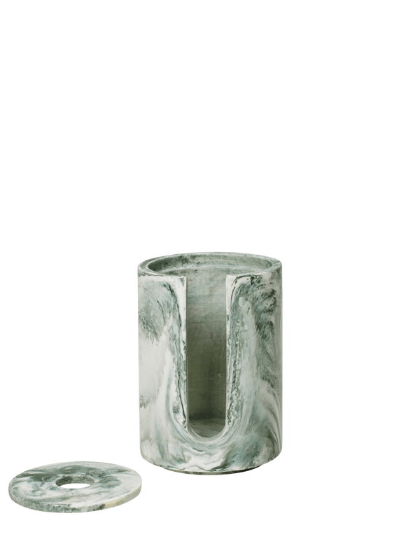 ferm LIVING Mist Cotton Pad Holder – Emerald / Off-white