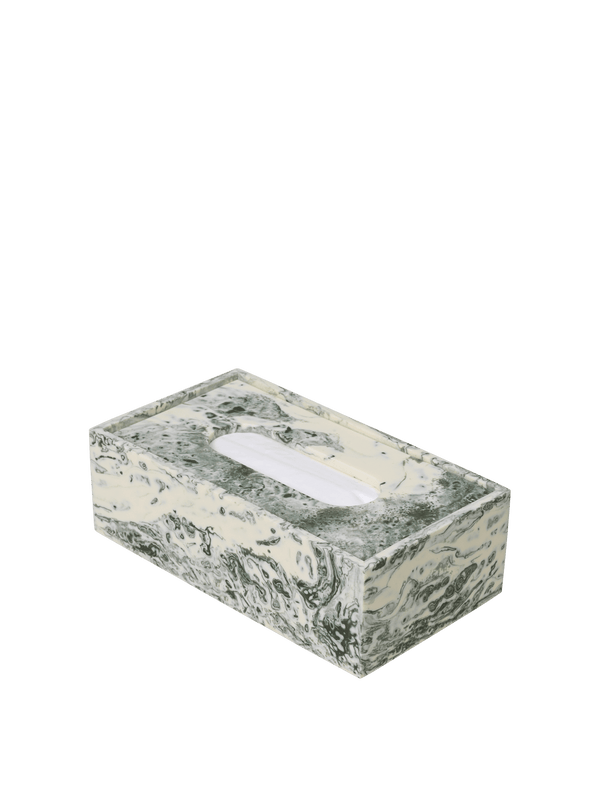 ferm LIVING Mist Tissue Box – Emerald / Off-white