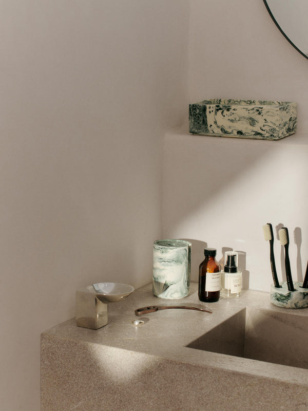 ferm LIVING Mist Tissue Box – Emerald / Off-white