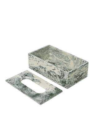 ferm LIVING Mist Tissue Box – Emerald / Off-white