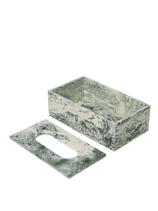 ferm LIVING Mist Tissue Box – Emerald / Off-white