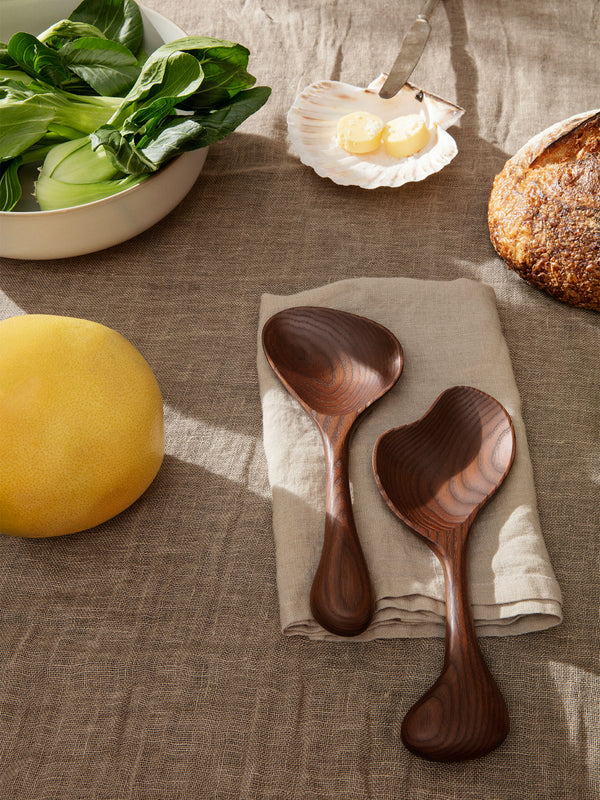 ferm LIVING Os Salad Servers – Dark Brown