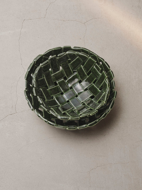 ferm LIVING Plait Bowl Ø30 cm – Emerald Green