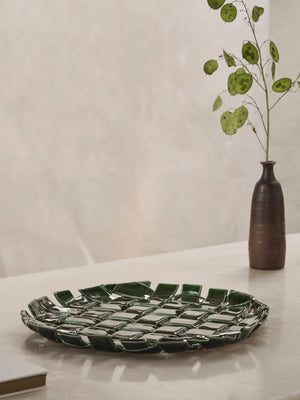 ferm LIVING Plait Platter – Emerald Green