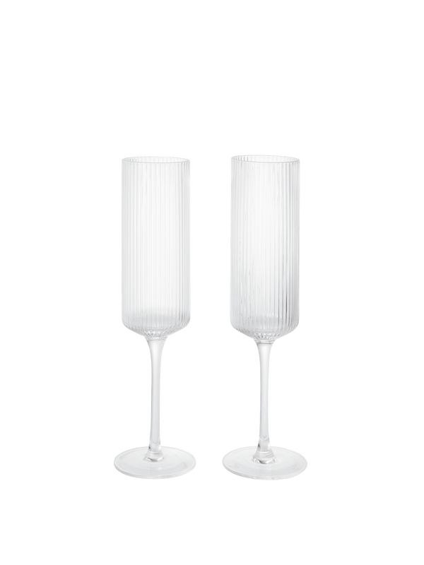 ferm LIVING Ripple Champagne Flutes – Set of 2 – Clear