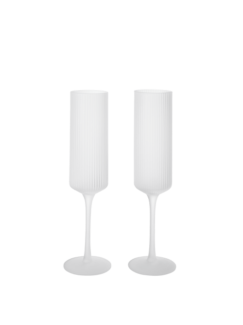 ferm LIVING Ripple Champagne Flutes – Set of 2 – Frosted