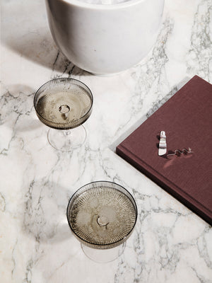 ferm LIVING Ripple Champagne Saucers – Set of 2 – Smoked Grey