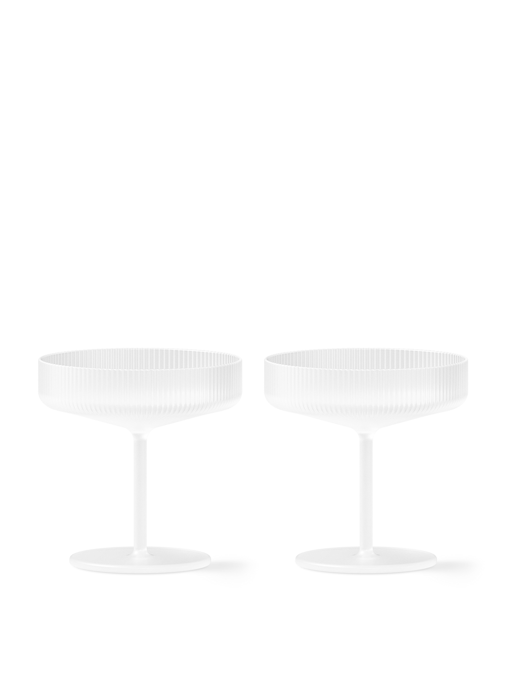 ferm LIVING Ripple Champagne Saucers – Set of 2 – Frosted