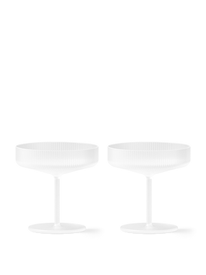 ferm LIVING Ripple Champagne Saucers – Set of 2 – Frosted