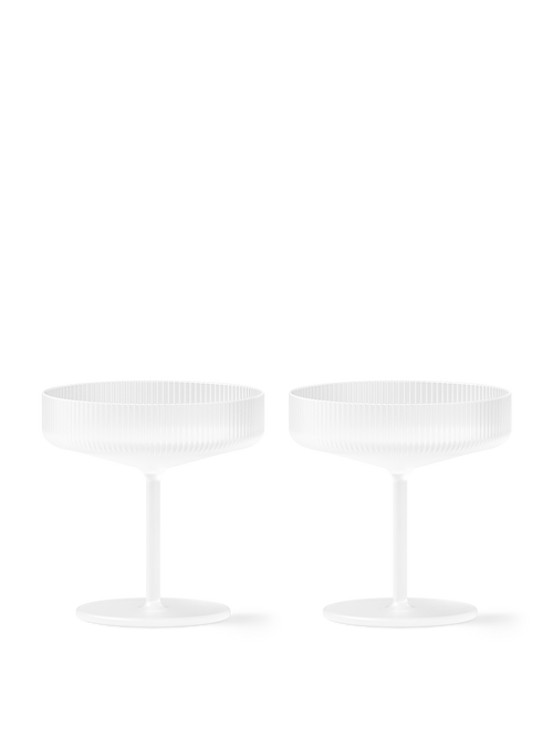 ferm LIVING Ripple Champagne Saucers – Set of 2 – Frosted