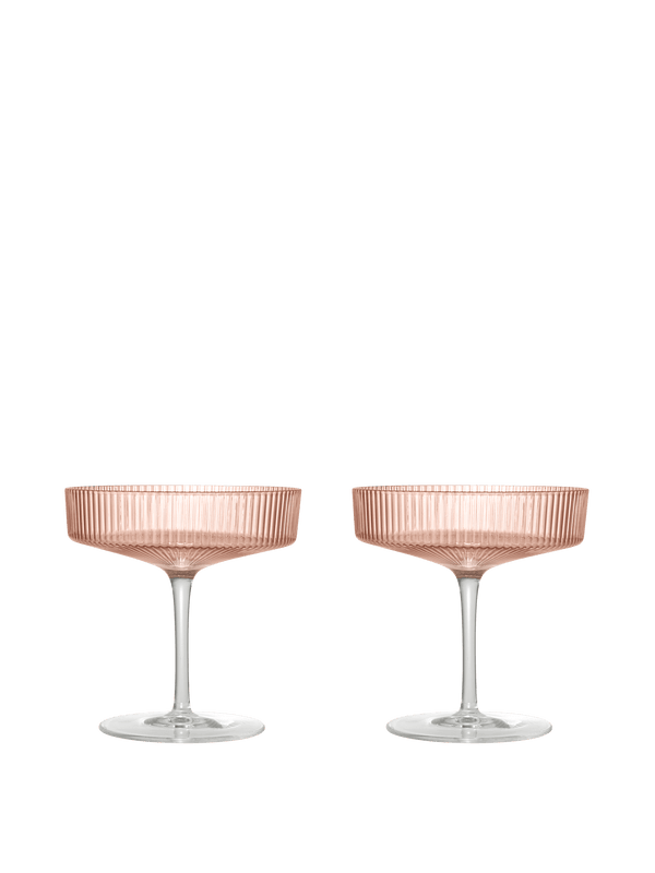 ferm LIVING Ripple Champagne Saucers – Set of 2 – Blush